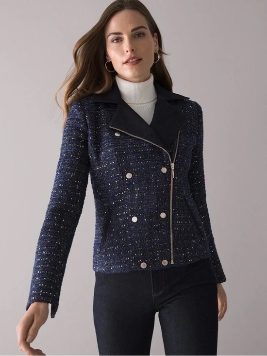 White House Black Market Jackets & Blazers - NWT White House Black Market Sequin Tweed Moto Jacket